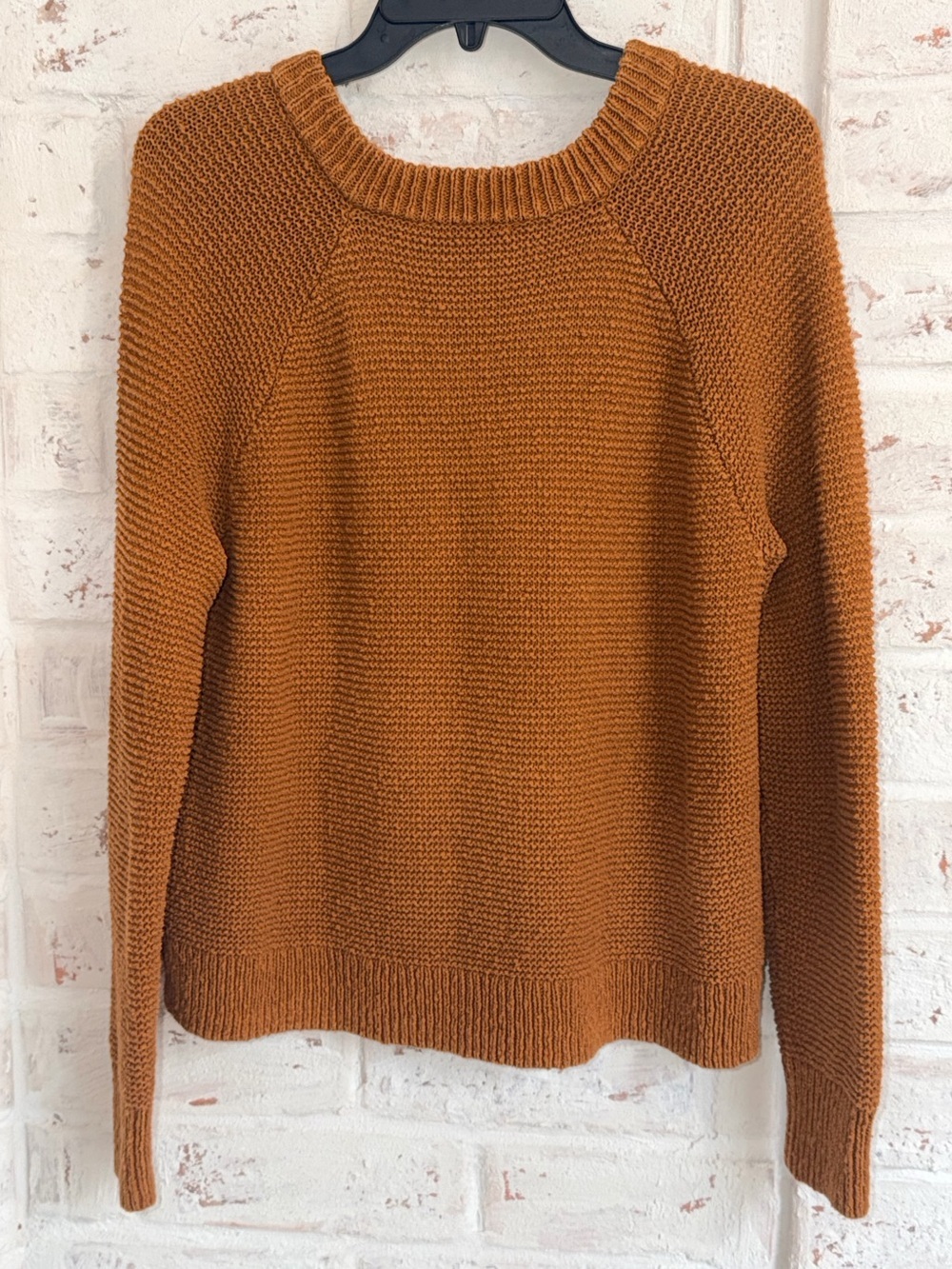 🍂 Madewell Textured Cotton Sweater | Size Medium | Golden Pecan V-Neck Pullover - Picture 5 of 12